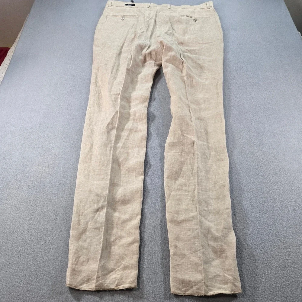 Joseph Abboud JOE Dress Pants Mens 40U Beige 100% Linen Slim Fit Separates NWT